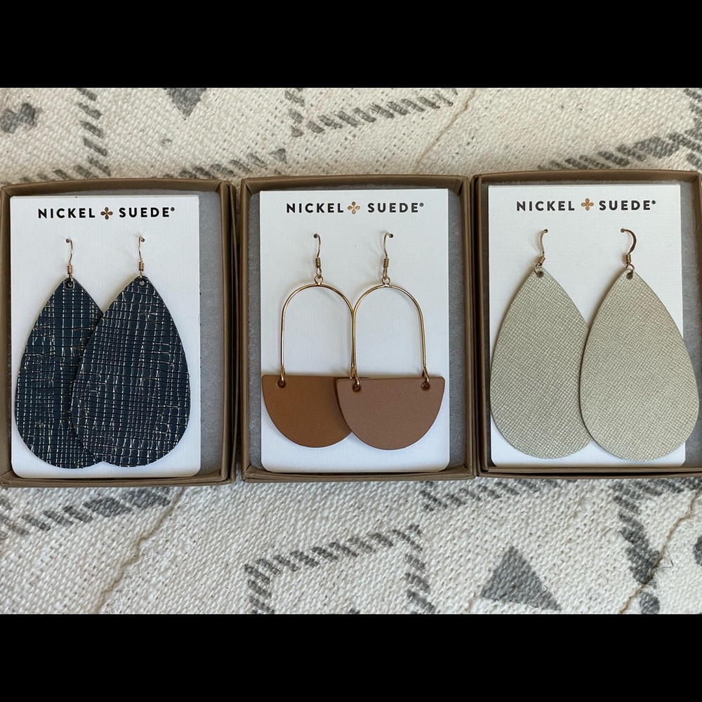 Nickel and Suede earring bundle, Medium Teardrops and OS Isla